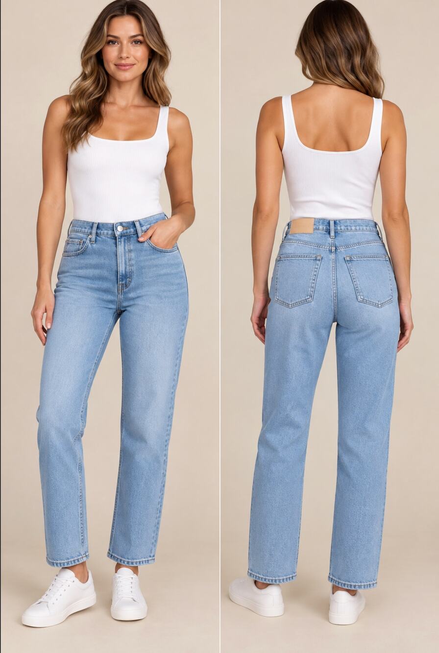 Everlane Original Cheeky Jeans 30S Light Sky High Rise Straight Leg NWOT